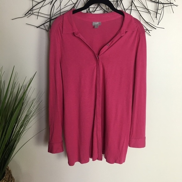 Soft pink stretchy long sleeve J JILL button down - Picture 8 of 10